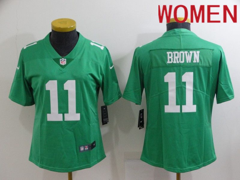 Cheap Women Philadelphia Eagles 11 Brown Light Green 2022 Nike Limited Vapor Untouchable NFL Jersey